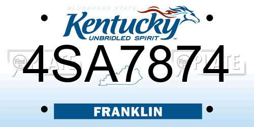 4SA7874 Kentucky License Plate