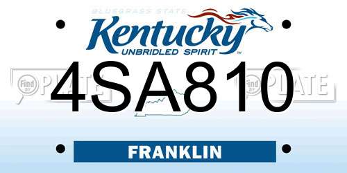 4SA810 Kentucky License Plate
