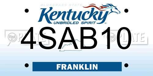 4SAB10 Kentucky License Plate