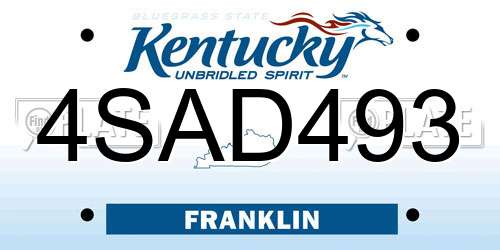 4SAD493 Kentucky License Plate