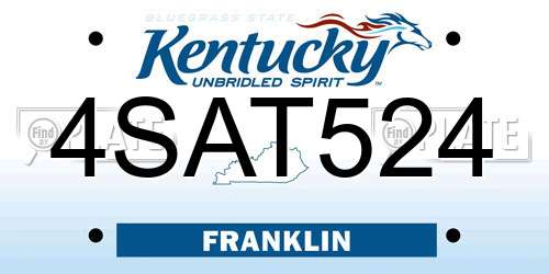 4SAT524 Kentucky License Plate