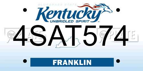 4SAT574 Kentucky License Plate