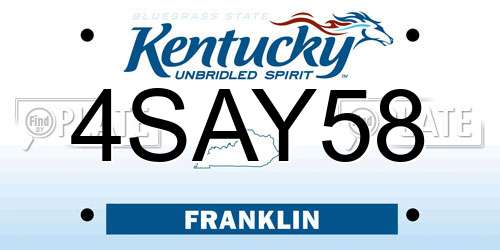 4SAY58 Kentucky License Plate