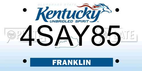 4SAY85 Kentucky License Plate