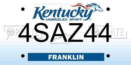 4SAZ44 Kentucky License Plate