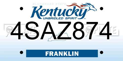 4SAZ874 Kentucky License Plate