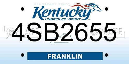 4SB2655 Kentucky License Plate