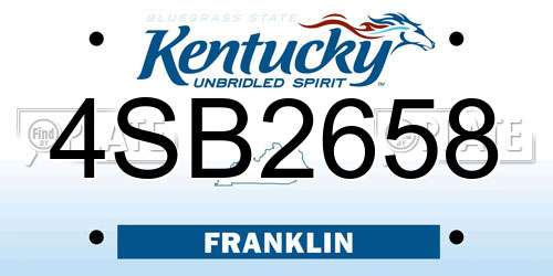 4SB2658 Kentucky License Plate