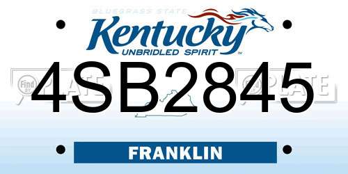 4SB2845 Kentucky License Plate