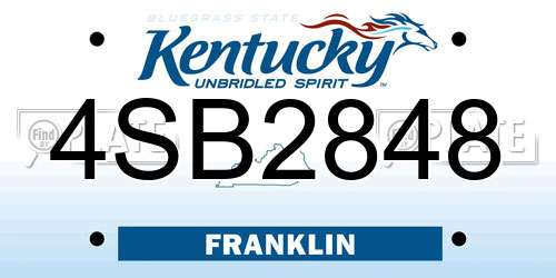 4SB2848 Kentucky License Plate