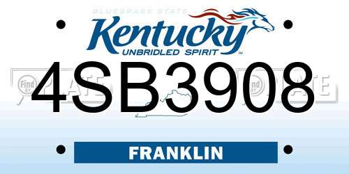 4SB3908 Kentucky License Plate