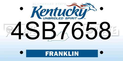 4SB7658 Kentucky License Plate