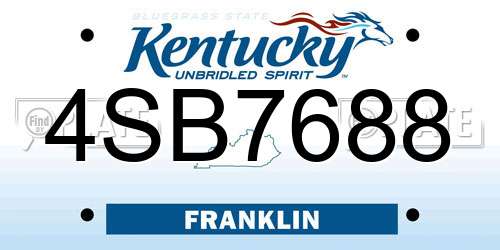 4SB7688 Kentucky License Plate