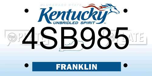 4SB985 Kentucky License Plate