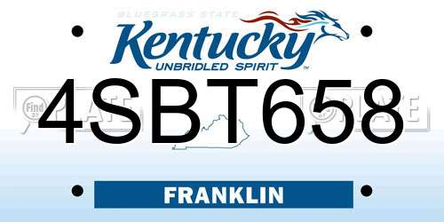 4SBT658 Kentucky License Plate