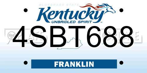 4SBT688 Kentucky License Plate