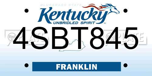 4SBT845 Kentucky License Plate