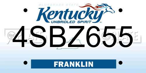 4SBZ655 Kentucky License Plate