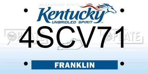 4SCV71 Kentucky License Plate