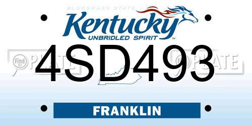 4SD493 Kentucky License Plate