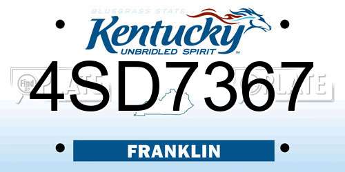 4SD7367 Kentucky License Plate