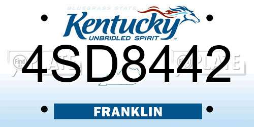 4SD8442 Kentucky License Plate