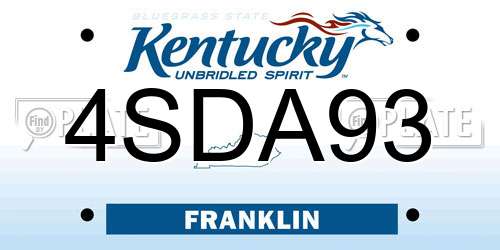 4SDA93 Kentucky License Plate