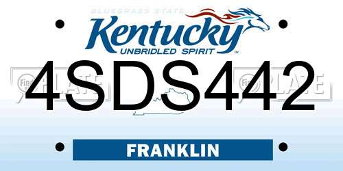 4SDS442 Kentucky License Plate
