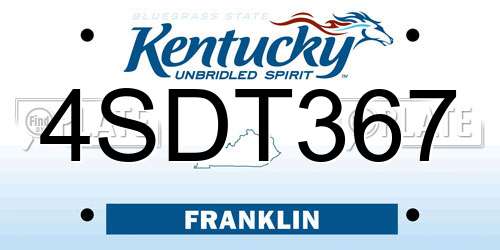 4SDT367 Kentucky License Plate
