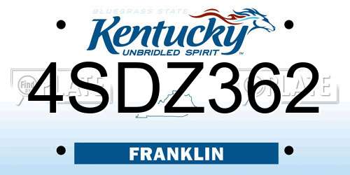4SDZ362 Kentucky License Plate