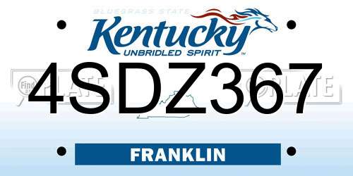 4SDZ367 Kentucky License Plate