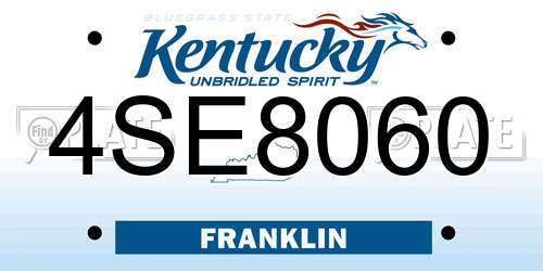 4SE8060 Kentucky License Plate