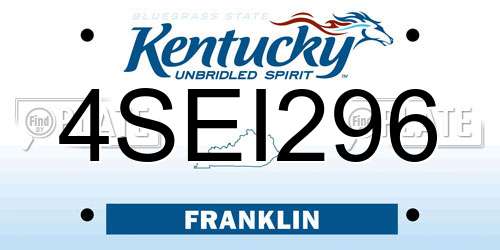 4SEI296 Kentucky License Plate