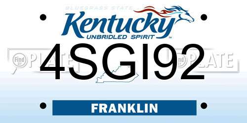 4SGI92 Kentucky License Plate