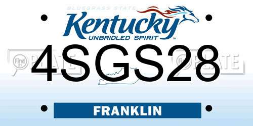 4SGS28 Kentucky License Plate