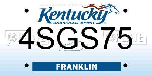 4SGS75 Kentucky License Plate