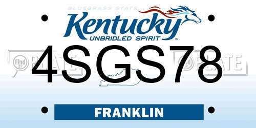4SGS78 Kentucky License Plate