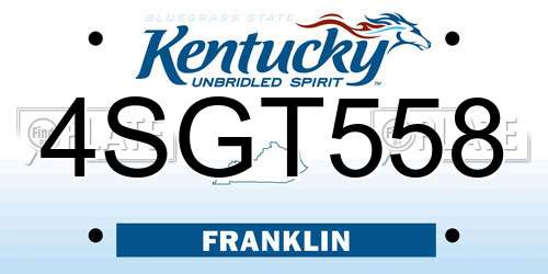 4SGT558 Kentucky License Plate