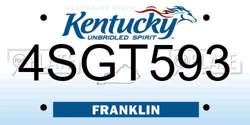 4SGT593 Kentucky License Plate