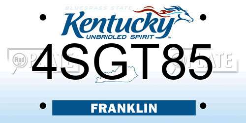 4SGT85 Kentucky License Plate