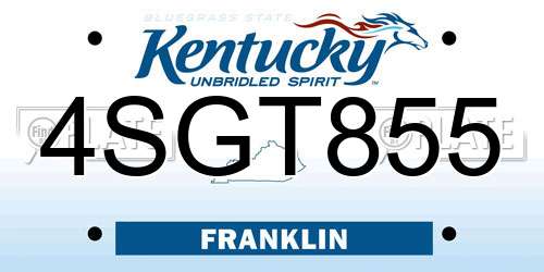 4SGT855 Kentucky License Plate