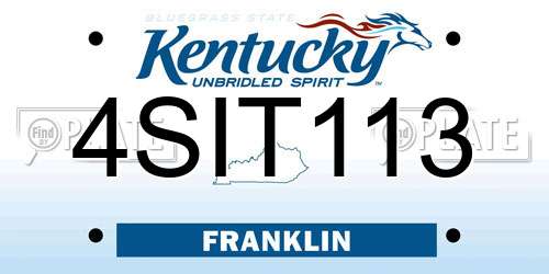 4SIT113 Kentucky License Plate