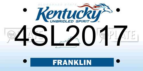 4SL2017 Kentucky License Plate