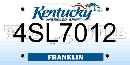 4SL7012 Kentucky License Plate