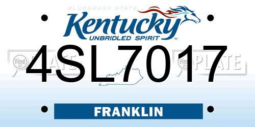 4SL7017 Kentucky License Plate