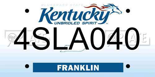 4SLA040 Kentucky License Plate
