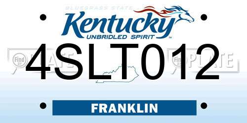 4SLT012 Kentucky License Plate