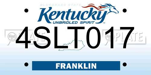 4SLT017 Kentucky License Plate