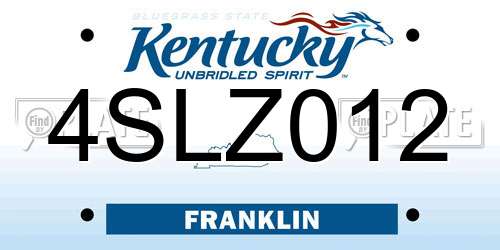 4SLZ012 Kentucky License Plate