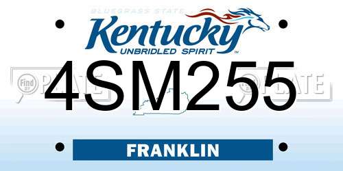 4SM255 Kentucky License Plate